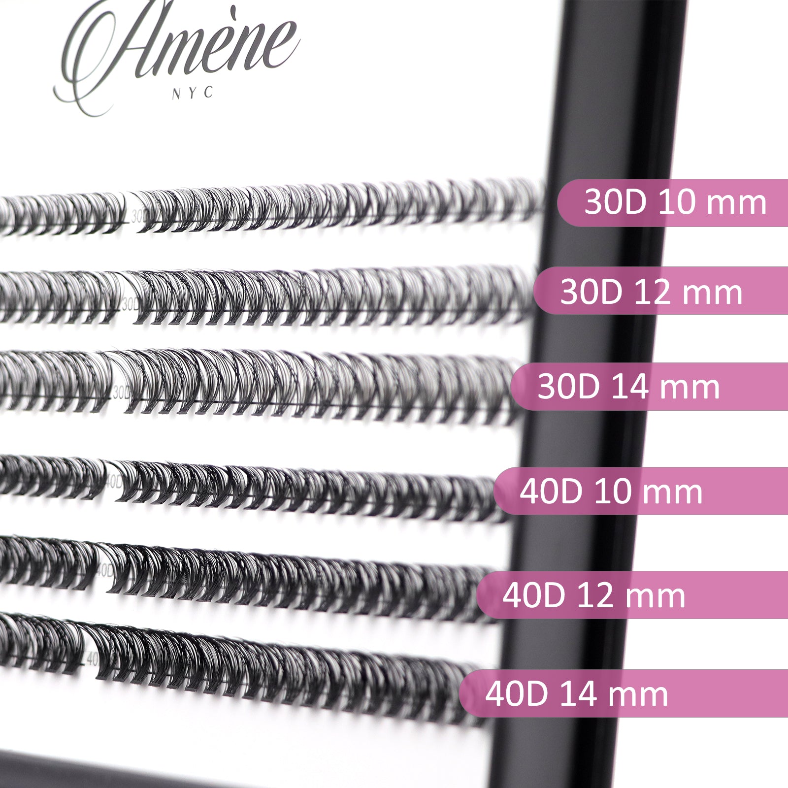 Améne 240pcs DIY At Home Cluster Eyelashes Kit Individual Eyelashes With Lash Bond And Seal, Eyelash Glue Remover, Lash Tweezer And Lash Scissors Booklet Design (30D+40D 10,12,14mm)-Amene Beauty