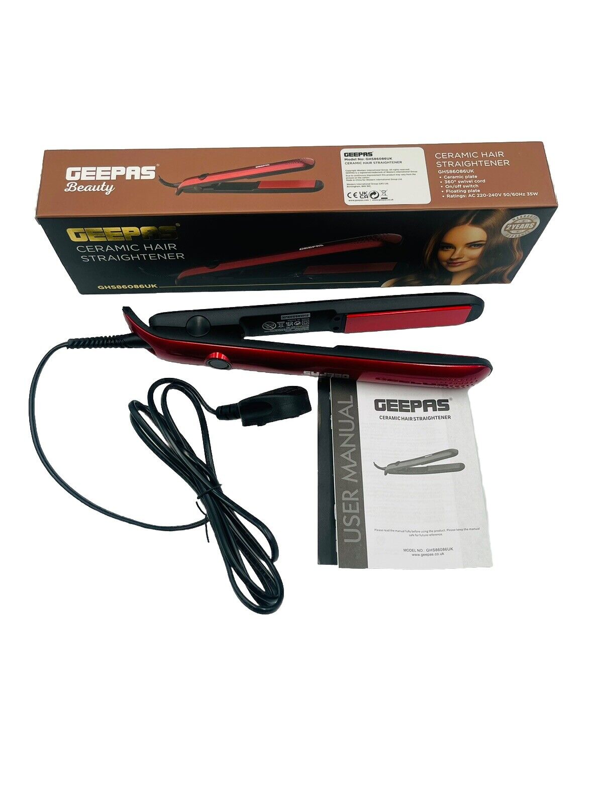GEEPAS Beauty Ceramic Hair Straightener 2 Years Warranty-Amene Beauty