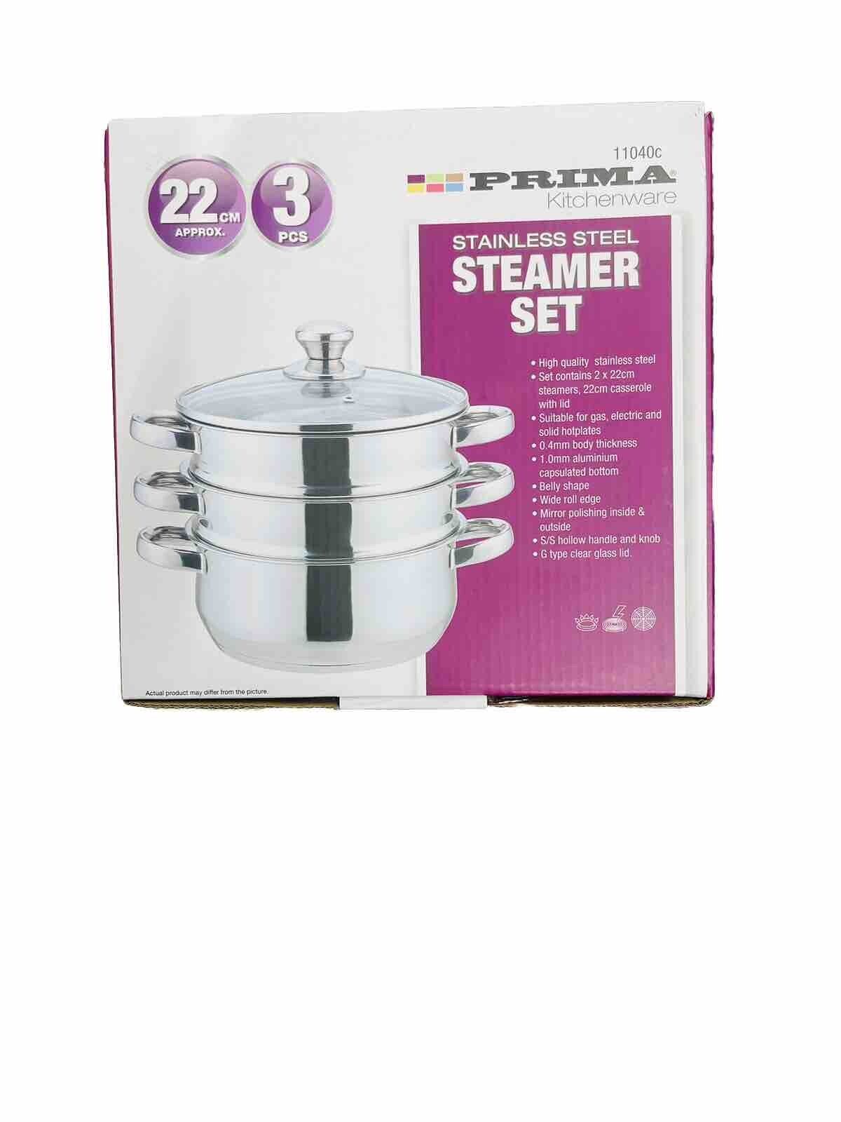 Prima Stainless Steel Steamer Set 3 Pcs 22cm