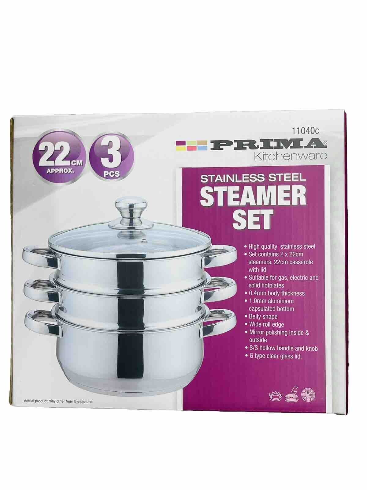 Prima Stainless Steel Steamer Set 3 Pcs 22cm