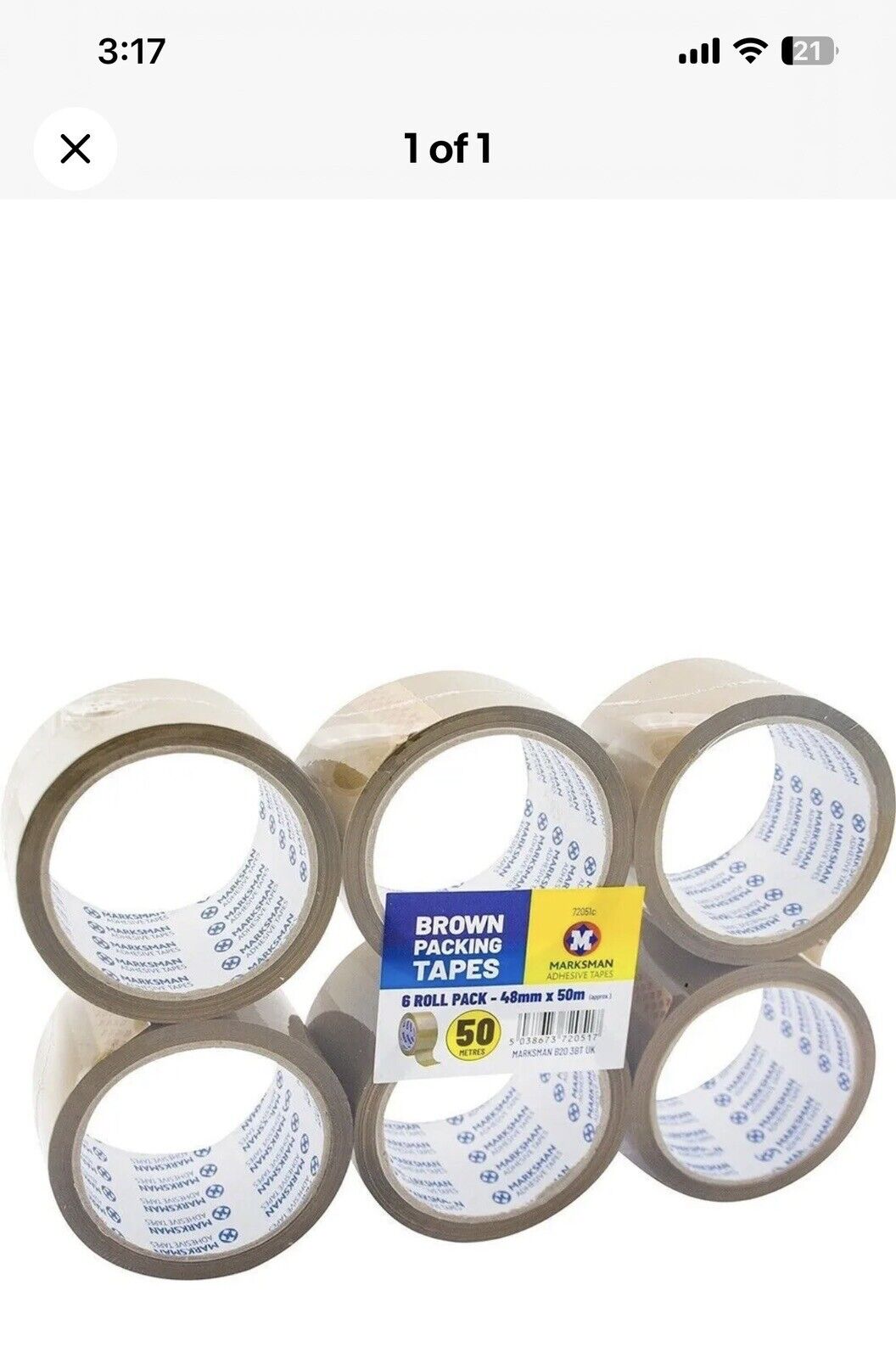 Marksman BROWN PACKING TAPE 6 ROLL PACK - 48mm X 50 mm (approx)