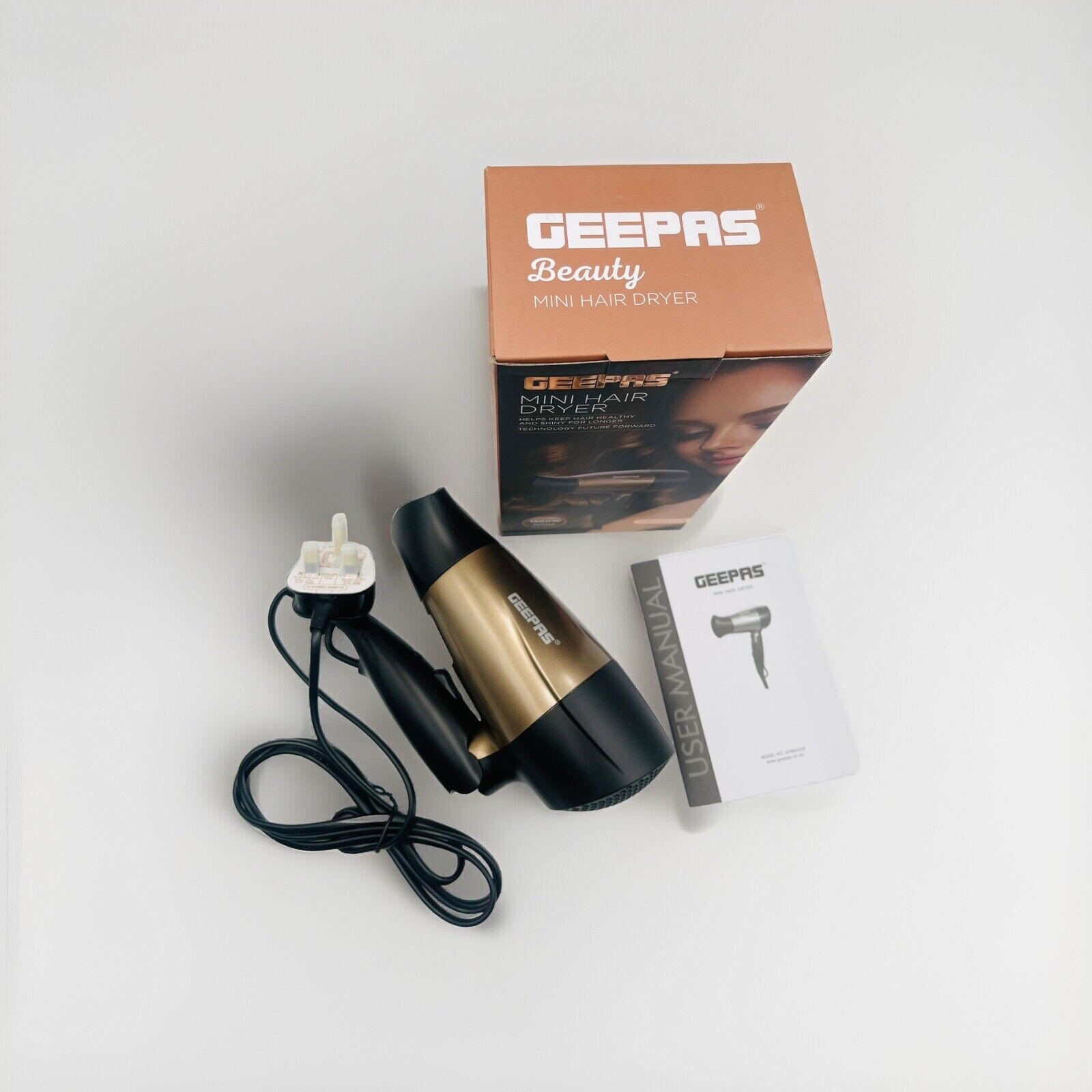 GEEPAS Mini Hair Dryer 1600W Gentle Drying-Amene Beauty