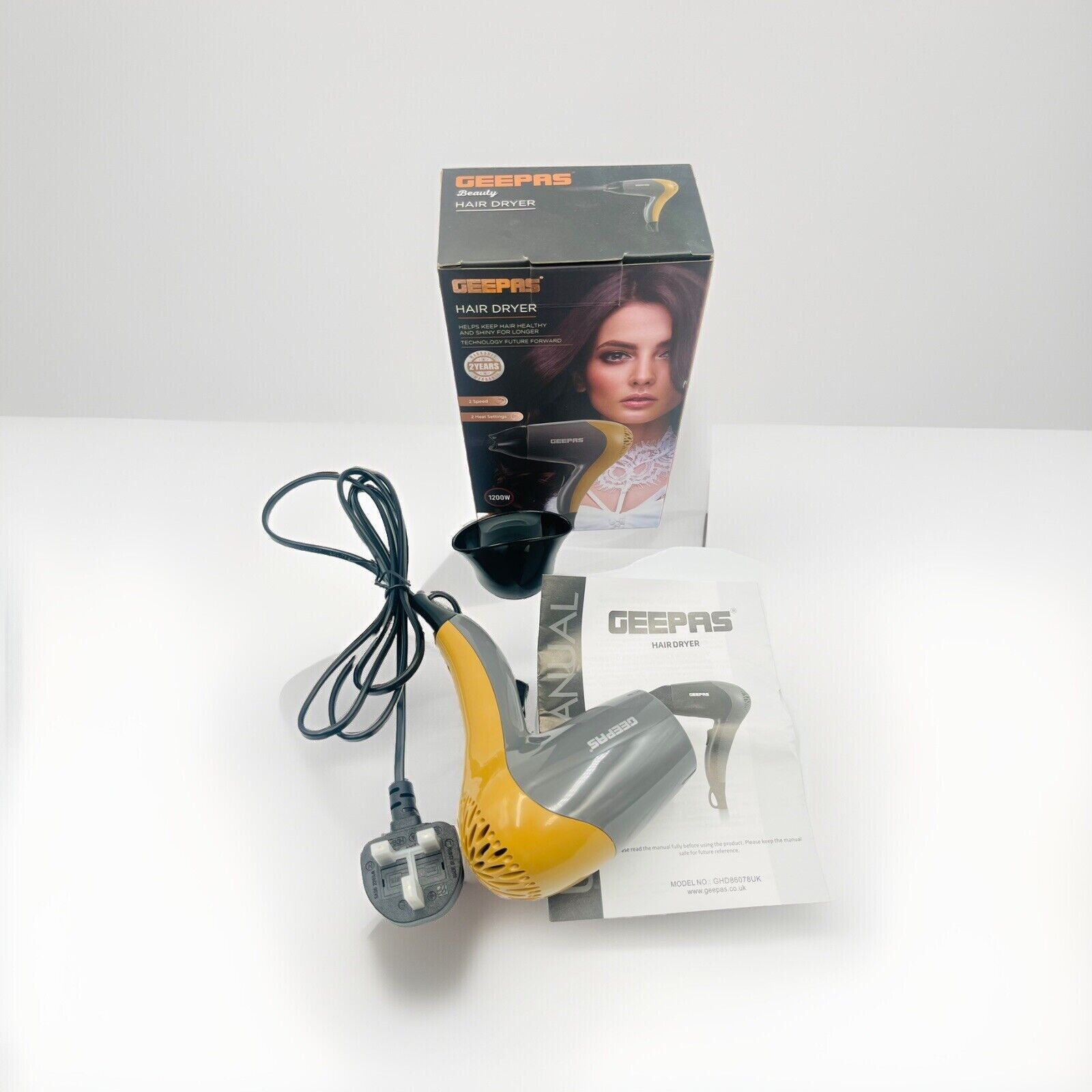 DEEPAS Hair Dryer 1200w 2 Speeds 2 Heat Settings