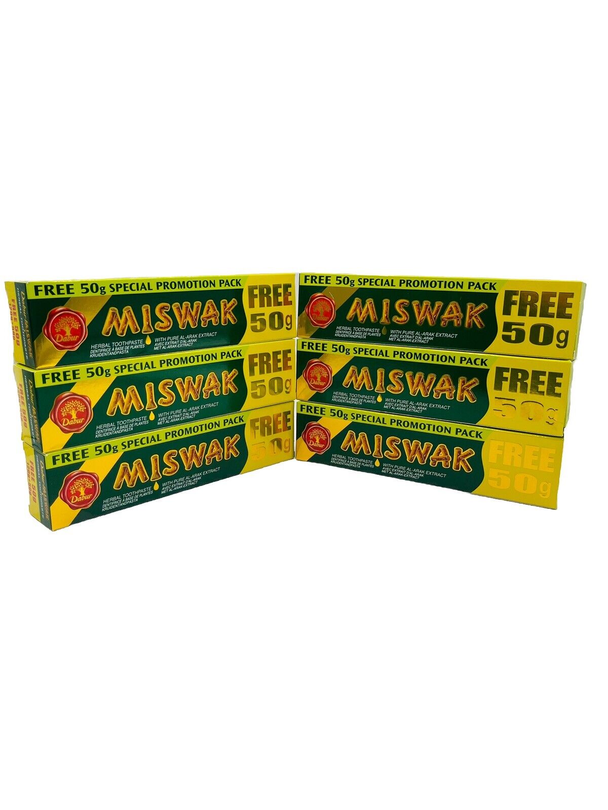 dabur Miswak Herbal Toothpaste 120g+50g ( Pack Of 6 )-Amene Beauty