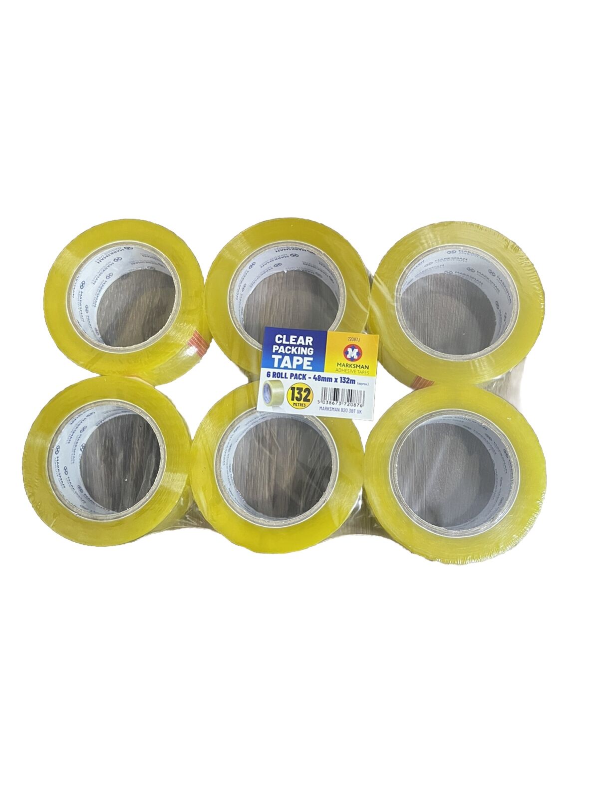 MarksMan Clear Packing Tape 6 Roll Pack 48 mm X 132 M (approx)