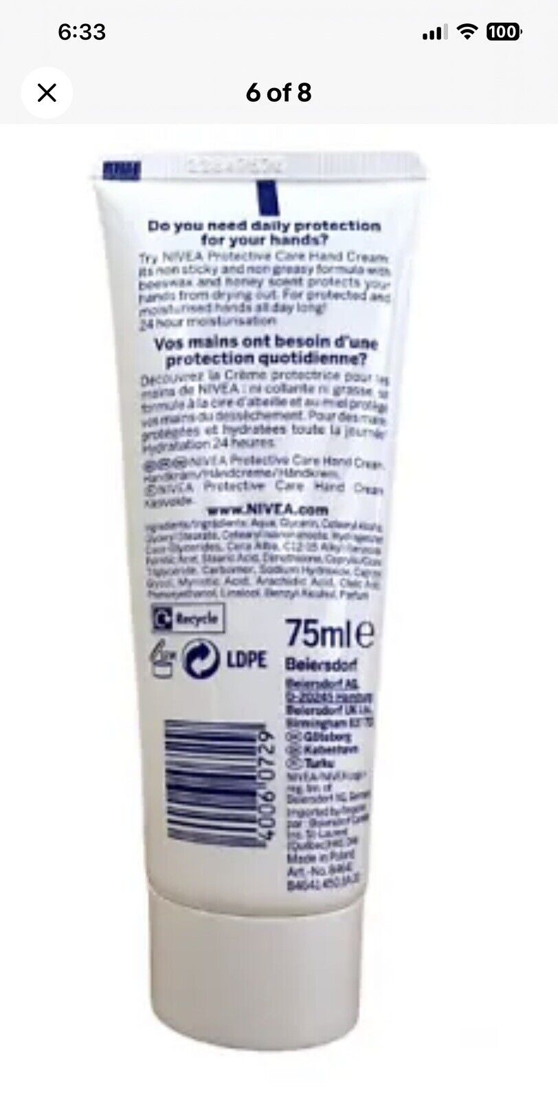 2X NIVEA Protective Care Beeswax Hand Cream 75ml-Amene Beauty