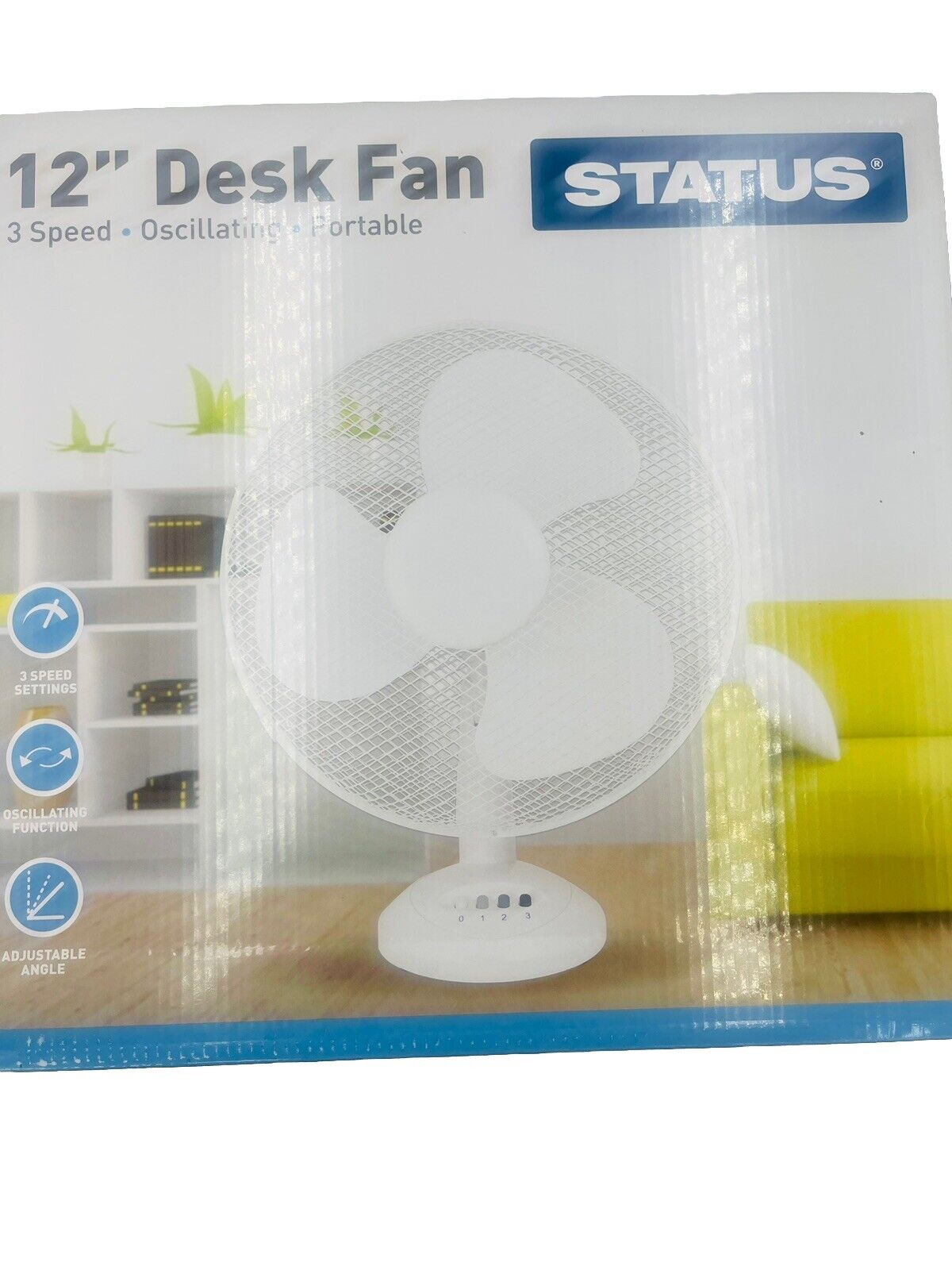 12” Desk Fan 3 Speed ., Oscillating, Portable