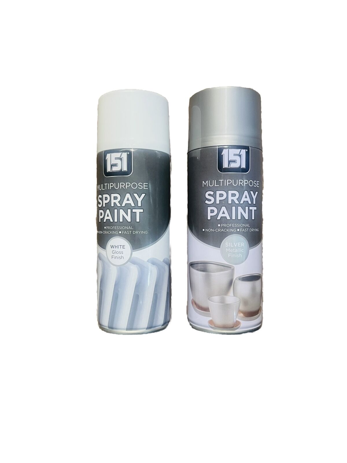 Multi Purpose Spray Paint White Gloss Finish+Silver Metallic Finish (pack Of 2)