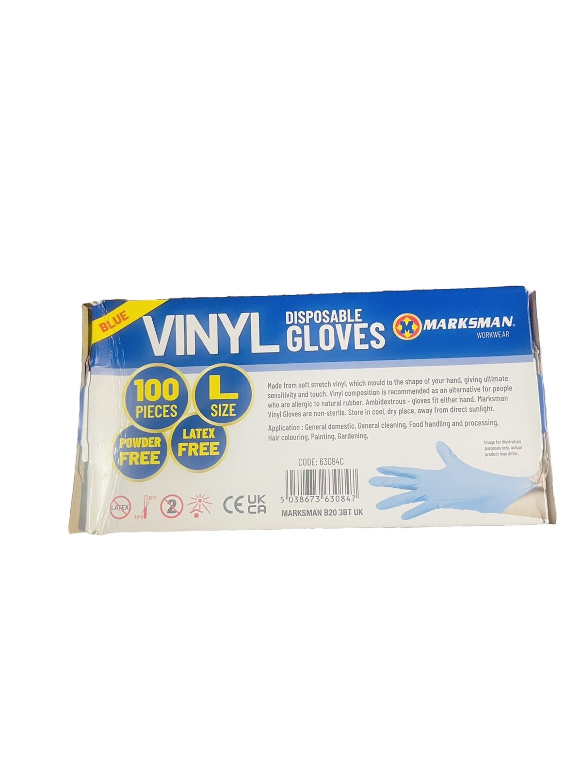 100 Vinyl Disposable Gloves Large Size Blue