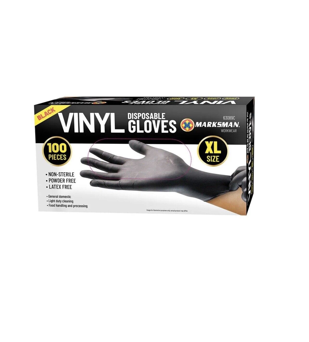 100Pc Disposable Gloves Black Vinyl Powder Free Kitchen Lab Gloves Latex Free