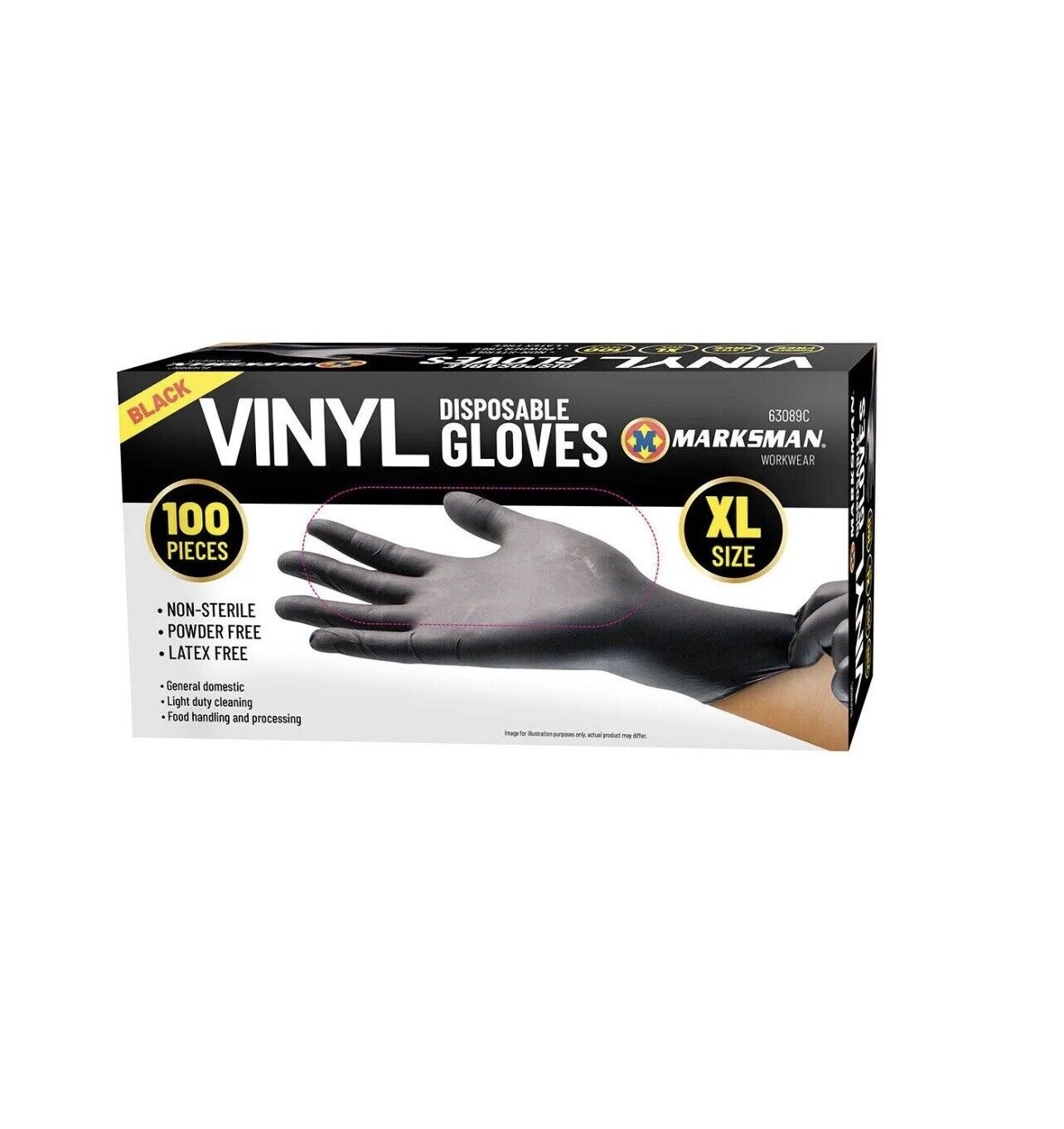 100Pc Disposable Gloves Black Vinyl Powder Free Kitchen Lab Gloves Latex Free