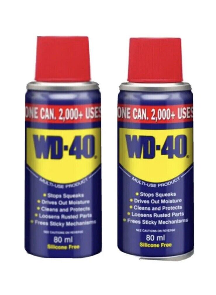 2 Pack WD-40 WD40 Penetrating Service Lubricant Spray 80ml Handy Size.