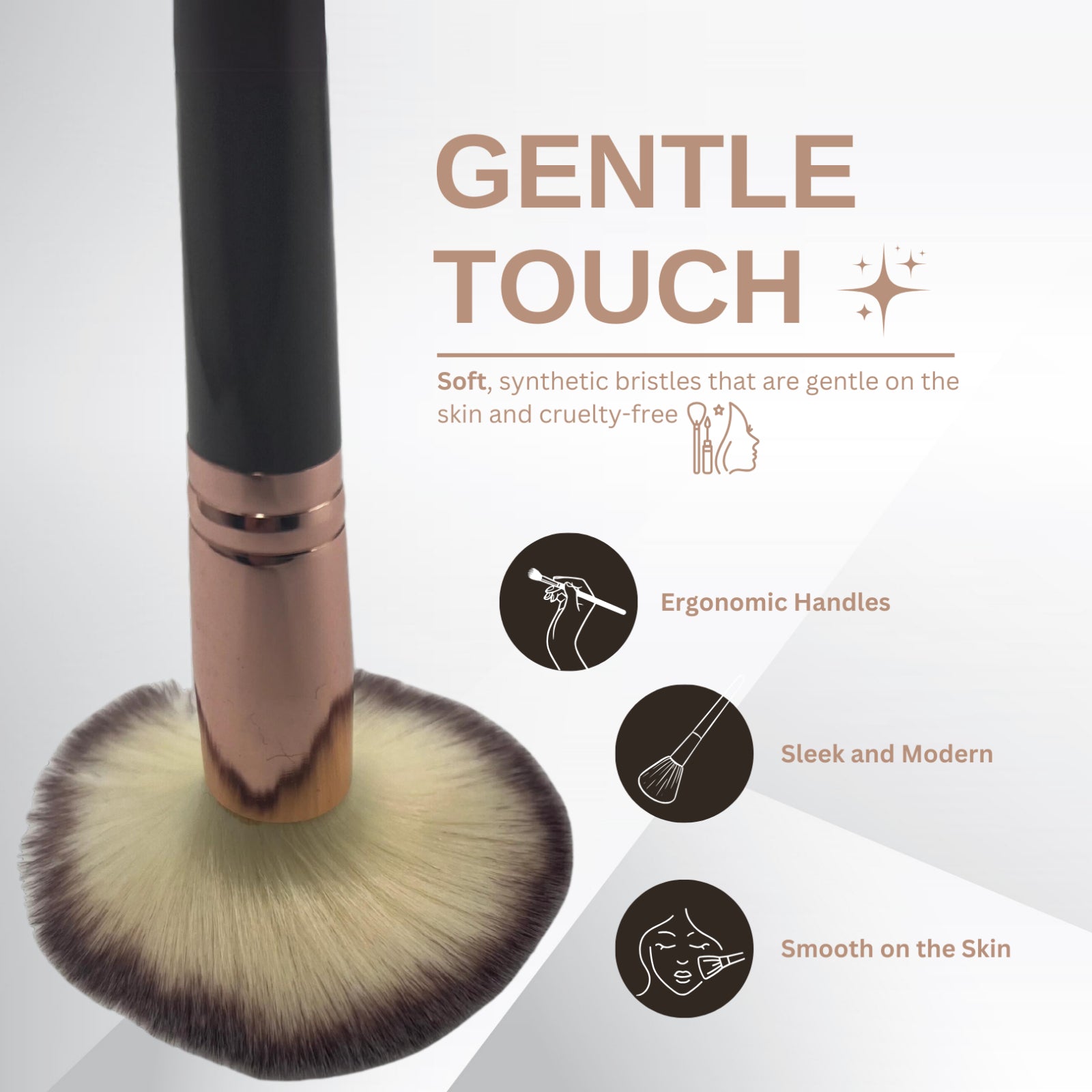 Amene NYC 15pcs Professional Makeup Foundation Brush Set Synthetic Fibre